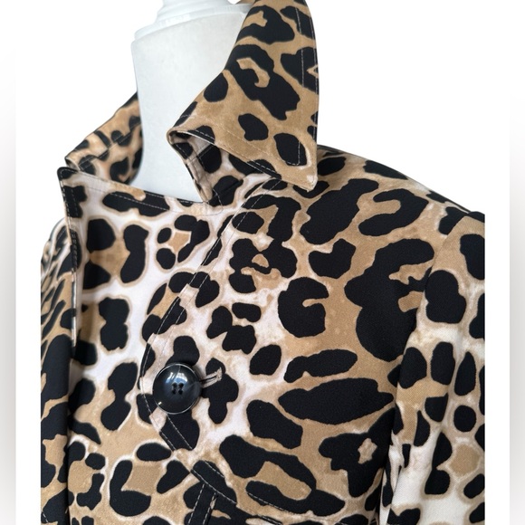 Cache Leopard Print Trench Coat Jacket Belted Animal Print Size S - Picture 11 of 13